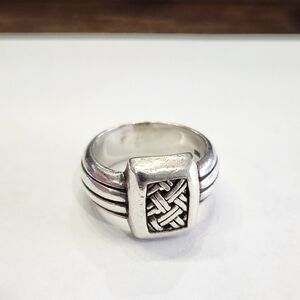 Brighton 925 Sterling Silver Basket Weave Square Ring Size 7